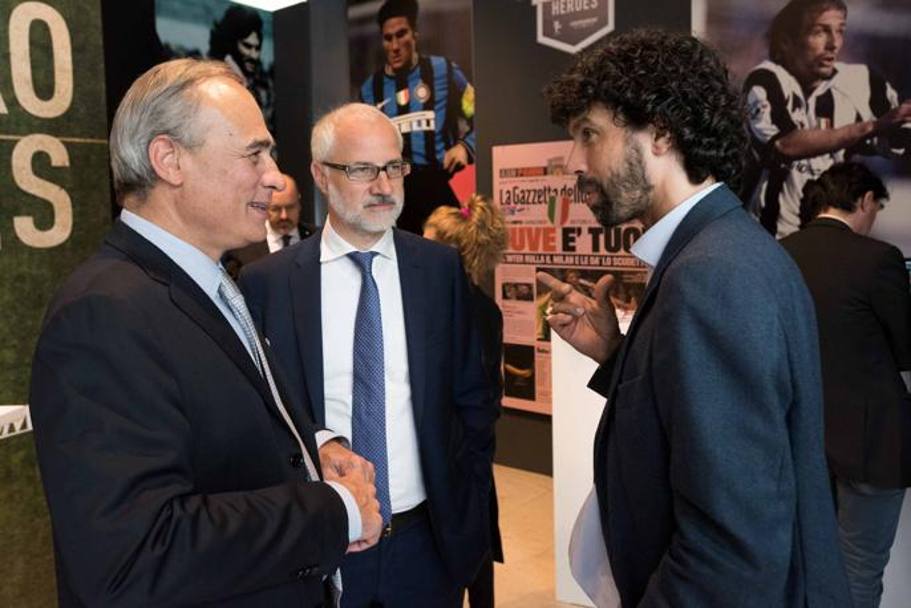 Il direttore della Gazzetta dello Sport Andrea Monti a colloquio col presidente dell&#39;Associazione Calciatori Damiano Tommasi. Lapresse